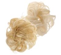 Baluue 2piezas Peluca Banda Cabello Postizos Sinteticos Moño Postizo Para Mujer Extensiones De Cabello