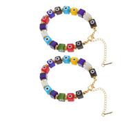Baluue 2piezas Pulsera de Cuentas de Ojo Malvado de Ajustable Dije de Ojo Malvado Cadena de Cuentas de Vidrio para Uso Diario o Festivo Accesorios de Muñeca Modernos