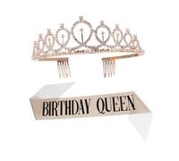 Baluue 2piezas Sash De Cumpleaños y Estampado De Letras Para Fiesta Decoración De Cumpleaños Diadema De Brillantina Para Niñas