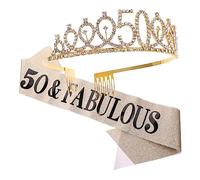 Baluue 2piezas Sash y De Cumpleaños De Estampado De Letras Conjunto De Decoración Dorada Para Fiestas y Celebraciones Especiales