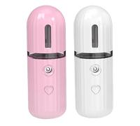 Baluue 2piezas Spray Facial Hidratante Portátil Usb Recargable De Spray De Agua Para Casa y Blanco y Rosa