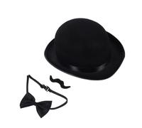 Baluue 3 Accesorios Para Disfraz De Mago: Disfraz De Mago De Halloween Con Sombrero Negro, Barba Y Pajarita Para Cosplay De Detective Victoriano Y Eventos Con Temática De Gánsteres.