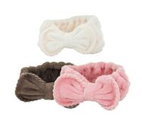 Baluue 3 piezas Diademas de Coral para Mujer Bandas Suaves y Absorbentes para Maquillaje Spa y Yoga Colores Rosa Café y Beige Diseño Cómodo y Elástico para Fitness y Lavado Facial