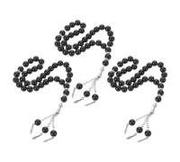 Baluue 3 Piezas Pulsera de Cuentas de Oración Islámica Negra Hecha Mano para Hombre y Mujer Cadena de Oración Muslim Praying Bead String Accesorio Religioso Portátil y Decorativo