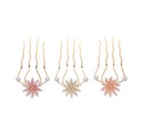 Baluue 3 Piezas U-shaped Vintage Chinese Hairpins Metal Flower Hair Sticks Hair Bun Tool Lightweight Traditional Accessories For Wedding And Daily Use