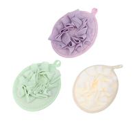 Baluue 3piezas Bola de Baño Espumosa Bolas de Baño de Color Sólido Práctica para Hacer Burbujas Exfoliante de Lufa para Ducha y Spa Morado Color