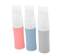 Baluue 3piezas Botella Aplicadora De Aceite Para Cabello De Silicona Diseño Portátil Peine Para Teñido y Aplicación De Acondicionador