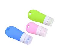 Baluue 3piezas Botellas De Viaje De Silicona Rellenables De Rosa Azul Verde Para Champú y Gel De Ducha Recipientes De Cosméticos Reutilizables Para Viajes y