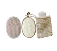 Baluue 3piezas Esponjas Exfoliantes Naturales De Loofah Para Baño Incluye Cepillos De Ducha De Loofah Blanca Jabón De Algodón y Lino Para Spa y Cuidado Corporal