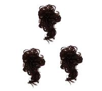 Baluue 3piezas Moño Postizo Desordenado De Pelo Sintético Natural Para Mujer Coletero De Extensiones De Cabello Accesorio Para y Volumen y