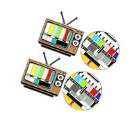 Baluue 4 piezas Broche para Mujer Forma de Tv Colorida Dos Patrones Creativos Accesorio Delicado para Fiesta y Banquete Decoración de Disfraces