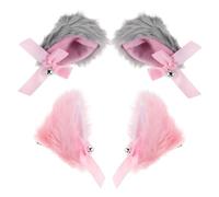 Baluue 4 Piezas Clips de Pelo Gato Peluche con Orejas y Campanas Accesorios Cosplay Kawaii para Fiesta Halloween y Rol Horquillas Suaves para Mujer Niña