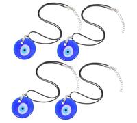 Baluue 4 Piezas Collar con Colgante de Turco Azul de Vidrio para Mujer y Hombre Amuleto Protector Estético de Suerte Joyería Versátil para Diario