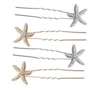 Baluue 4 Piezas Horquilla Doble Océano estrella clips de pelo pasador de pelo de estrella hair clips orquillas accesorios de boda en la playa novia accesorios para el cabello