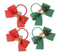 Baluue 4 Piezas Lazos Pelo Navideños Coleteros de Cuerdas Lazo Gomas Elásticas para Niñas Accesorios Pelo de Árbol de Navidad Bandas Festivas