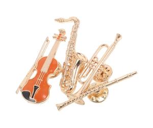 Baluue 4 Piezas Pin de Saxofón Dorado de Aleación Diseño Vintage y Creativo para Mochilas y Festivales de Música, Resistente al Desvanecimiento Temática Musical Única