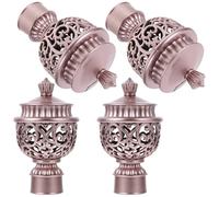 Baluue 4 Piezas Remates para Barras de Cortina Roman Rod Cabeza Decorativa Hueca Rosa Dorado Accesorios para Decoración de Ventanas y Habitaciones