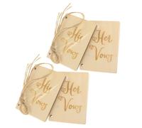 Baluue 4 Piezas Tarjetas de Felicitación de Madera Libro de Votos Matrimoniales Cuaderno de Votos para Diario de Bodas y Compromisos Creativo de Papel Kraft Artesanal