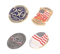 Baluue 4 Pines Patrióticos Bandera Estadounidense para Día de la Independencia Set de 4 Broches Conmemorativos del 250 Aniversario de Estados Unidos Accesorios para Sombreros Mochilas