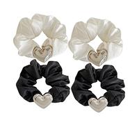 Baluue 4piezas Coleteros De Satén Decorados Gomas Elásticas Pelo y Cintas Para Mujer