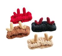 Baluue 4piezas Diadema de Alce Navideño de Sintético Banda Cabello Maquillaje para Ducha o Fiesta de Navidad Color Aleatorio