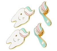 Baluue 4piezas Insignia de Cepillo de Dientes Kawaii Pin de Esmalte para Mochila Ropa Sombrero Obsequio para Compañeros de Trabajo