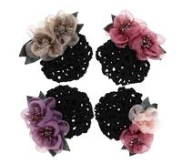 Baluue 4piezas Redecilla Retro Floral Cabello De Mujer Con Gemas De Imitación y Pasador Para Enfermeras Fiestas Hoteles y Bancos