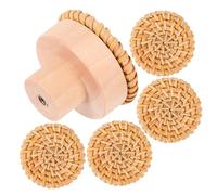 Baluue 5 Ganchos Redondos Resistentes y Prácticos de Ratán Rústicos para Colgar en Pared para Toallas y Bufandas en Sala o Exterior