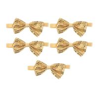 Baluue 5 Piezas Pajarita Ajustable Color Amarillo con Lentejuelas Brillantes para Fiestas y Bodas, Diseño Grande y Efecto Escénico para Uso en Escenario