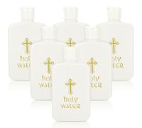 Baluue 6 Botellas de Agua con Cruz Dorada - Botellas Religiosas Cristianas Vacías de 100 Ml para Bendición de Pascua en La Iglesia - Contenedores de Recuerdo de Bautismo Espiritual para El Hogar