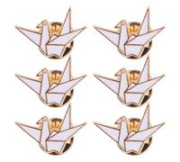 Baluue 6 Piezas Broche de Dibujos Animados para Mujer Diseño de Grulla Origami en Aleación de Zinc, Decoración Versátil y Resistente para Ropa y Mochilas de Uso Diario