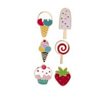Baluue 6 piezas Broches de Helado y Piruleta Frutales Esmaltados Accesorios Divertidos para Fiestas y Decoración de Ropa Verano