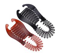 Baluue 6piezas Clip Vertical De Plástico Para Plátano Peineta Cabello Forma De Plátano Pinzas De Plástico Entrelazadas Para Niñas Color Negro y Marrón Para Peinar El Cabello