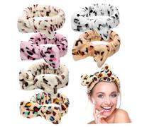 Baluue 6piezas Diademas De Peluche Estampado De Leopardo Para Cuidado Facial Diadema De Spa Lazo Accesorio De Maquillaje y Baño Para Mujeres