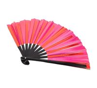 Baluue Abanico Plegable de Mano Grande de Estilo Chino Varillas de Bambú y PVC Rojo Abanico Portátil para Mujer Adecuado para Bodas Fiestas y Actuaciones de Danza