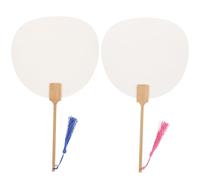 Baluue Abanicos Blancos DIY Hechos a Mano 2 Piezas para Pintar y Dibujar Abanico Artesanal para Accesorio Creativo para Manualidades y Grafitis Mango de Madera Color Color Aleatorio