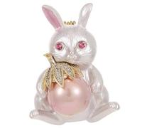 Baluue Alfiler de Conejo de Metal con Perla, Pin para Ropa de Mujer, Material Cobre, Diseño Adorable, Fijo y Resistente para Sombreros y Abrigos en Pascua