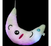 Baluue Almohada de Peluche Luz LED Cojín Luminoso Forma de Luna Blanca Tamaño Mediano Material Afelpado Suave Relleno de Algodón PP Esponjoso Cojín Decorativo Sala de Estar