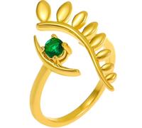 Baluue Anillo Circón de Mal de Ojo para Mujer de Aleación Dorada Diseño Creativo y Moderno Resistente y No se Deforma para Fiestas y Uso Diario