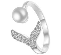Baluue Anillo de Ajustable para Mujer Perla Simulada, Diseño Abierto y Resistente, Joyas de Moda para Fiestas y Uso Diario