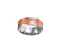 Baluue Anillo Unisex Luminoso Diseño de Electrocardiograma Acero Inoxidable Talla 7 Color Naranja Anillo Que Cambia Según el Estado de Ánimo Adecuado para Fiestas y Reuniones