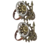 Baluue Anillos de Engranaje Steampunk de Aleación Dorada, 2 Piezas Vintage