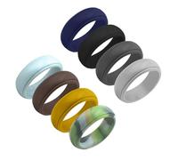 Baluue Anillos de Silicona Deportivos Tamaño 11, 8 Colores Variados, Material Flexible, para Hombre, Uso en Exteriores, Ejercicio y Actividades Físicas