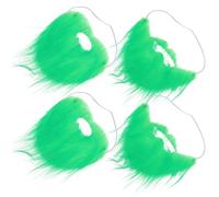Baluue Barbas Postizas Verdes para Fiesta del Día de San Patricio 4 Piezas Bigotes Falsos y Barba Densa Accesorio de Disfraz para Carnaval y Eventos Temáticos