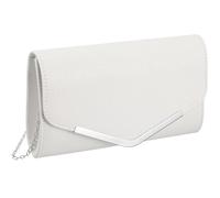 Baluue Bolso de mano de noche para mujer, con cadena desmontable, charol brillante, para bodas, fiestas, cócteles, bailes de graduación, Blanco, 24.00X14.00X5.00CM