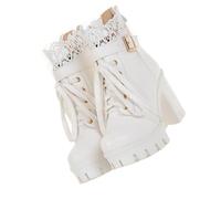 Baluue Botas Cortas para Mujer Tacón Grueso Alto Color Talla 36 de Poliuretano Transpirable y Ligero Ideales para Otoño E Invierno Estilo Elegante y Cómodo