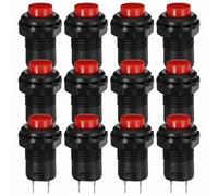 Baluue Botón Pulsador Momentáneo Autobloqueante 12 Mm, 12 Piezas, Interruptor de Circuito para Paneles, Accesorios Eléctricos Industriales, Reemplazo Práctico para Color Aleatorio