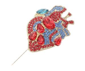 Baluue Broche de Corazón Gótico Gemas de Imitación Pin de Solapa Metálico para Bata de Laboratorio Accesorio Vintage para Suéter y Bolso Pin de Concienciación Médica para Enfermeras y