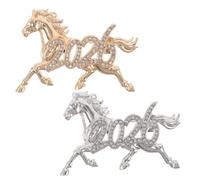 Baluue Broche de Solapa de Caballo con Gemas de Imitación, Broche del Zodiaco Chino Año del Caballo 2026, Aleación de Zinc Dorada y Plateada, Accesorio para Ropa, Bufandas y Bolsos