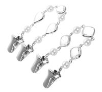 Baluue Broche para Cárdigan Mujer 2 Piezas Pinzas Metálicas para Suéter Diseño Cristales Cuadrados y Gotas Cadena de Perlas con Adorno de Ala Accesorios para Chal y Bufanda Elegante